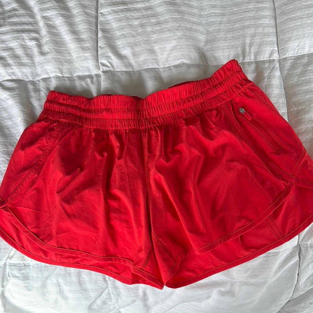Lululemon Bright/Neon Red Hotty Hot Shorts